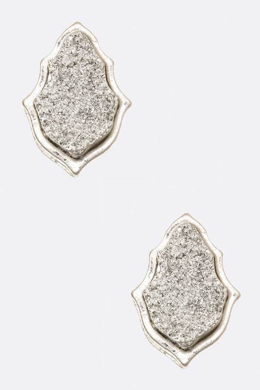 Druzy Leaf Stud Earrings