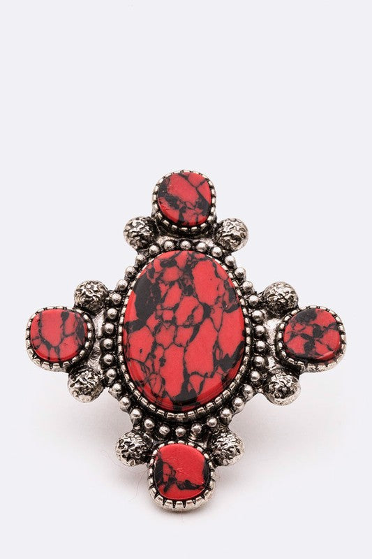 Stone Iconic Cross Stretch Ring