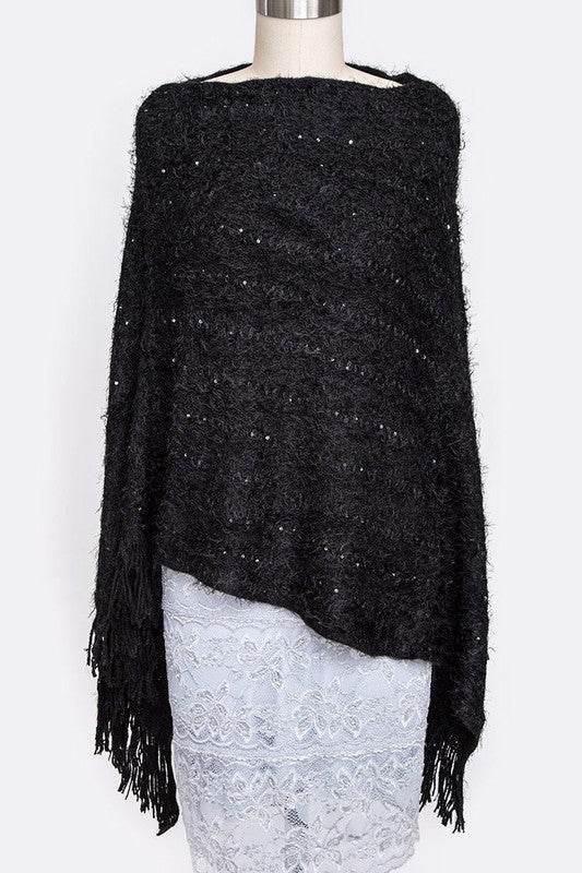 Sequins Plushy Fashion Poncho
