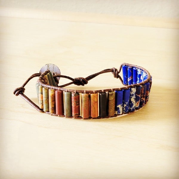 xxWoven Picasso Jasper&Lapis Beaded Bracelet
