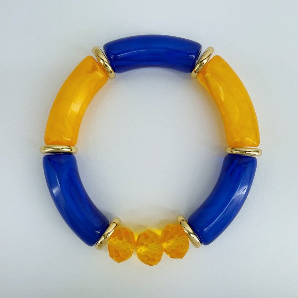 Two Tone Stretchy Bracelet With Beads