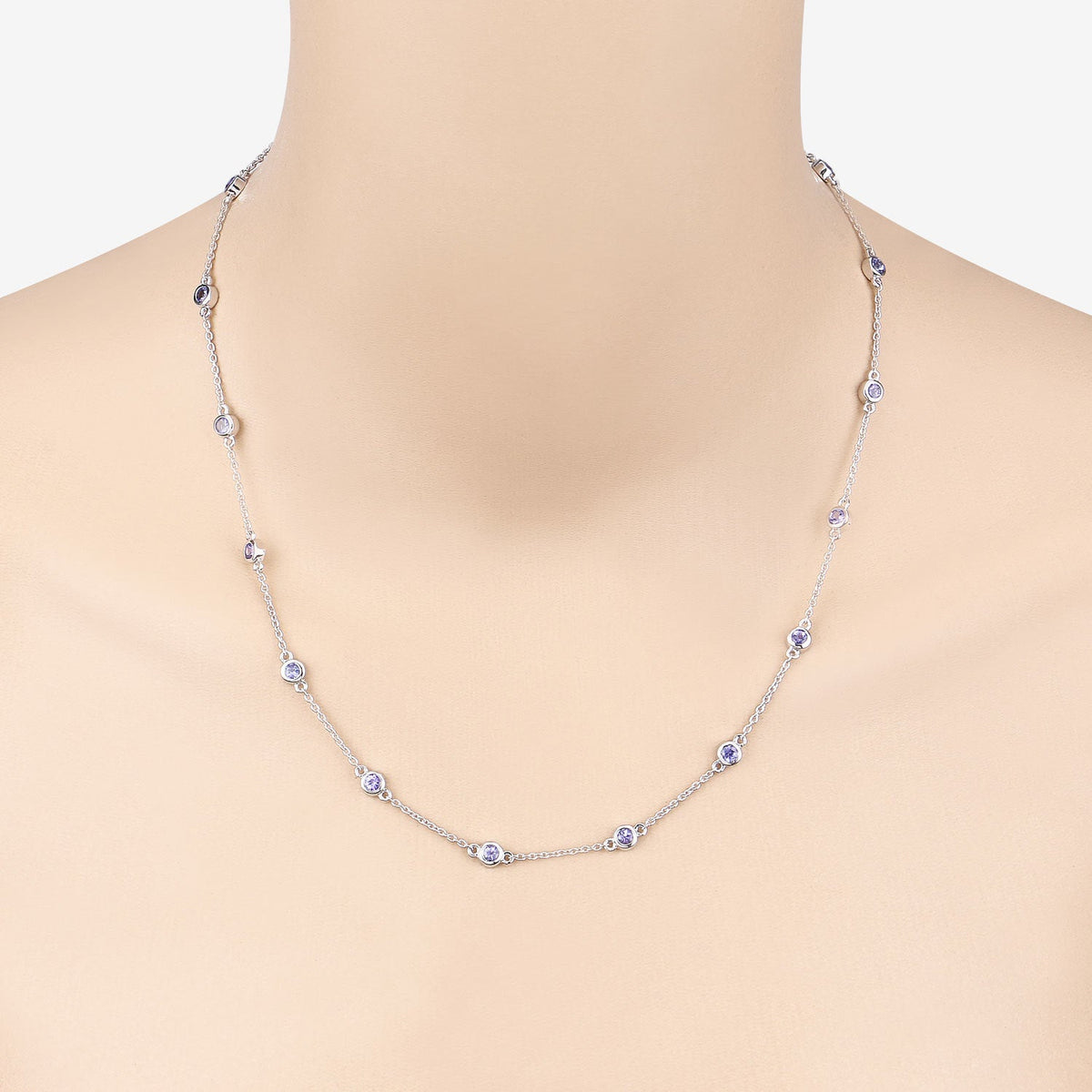 1.80 Carat Genuine Tanzanite .925 Sterling Silver Necklace