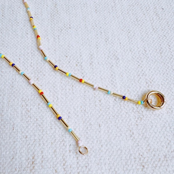 Dainty Color Bead Front Lock Necklace