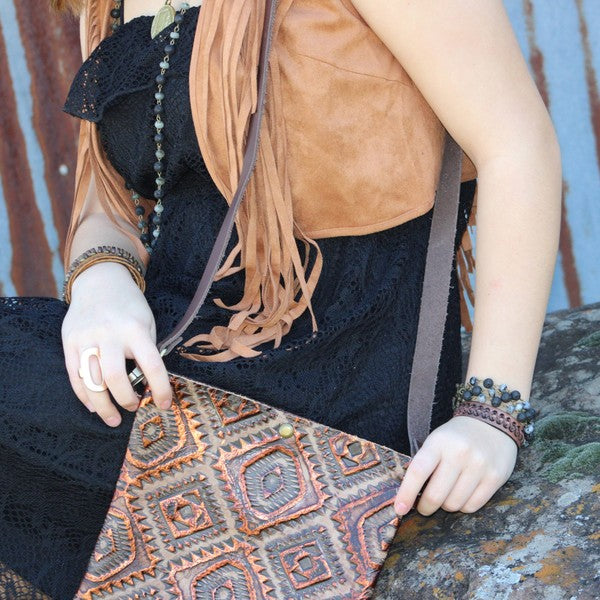 Dark Brown Vinatge Cuff X pattern
