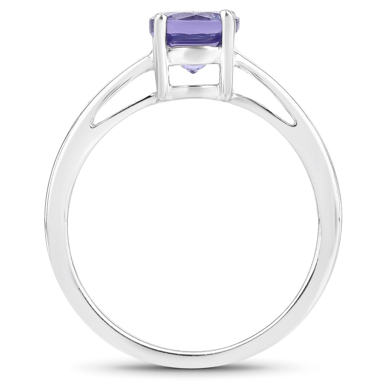 0.95 Carat Genuine Tanzanite .925 Sterling Silver Ring