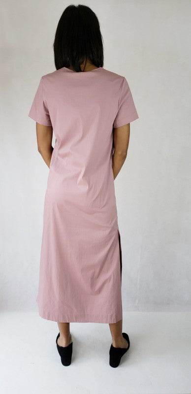 Maxi dress long side slits deep v neck with pocket