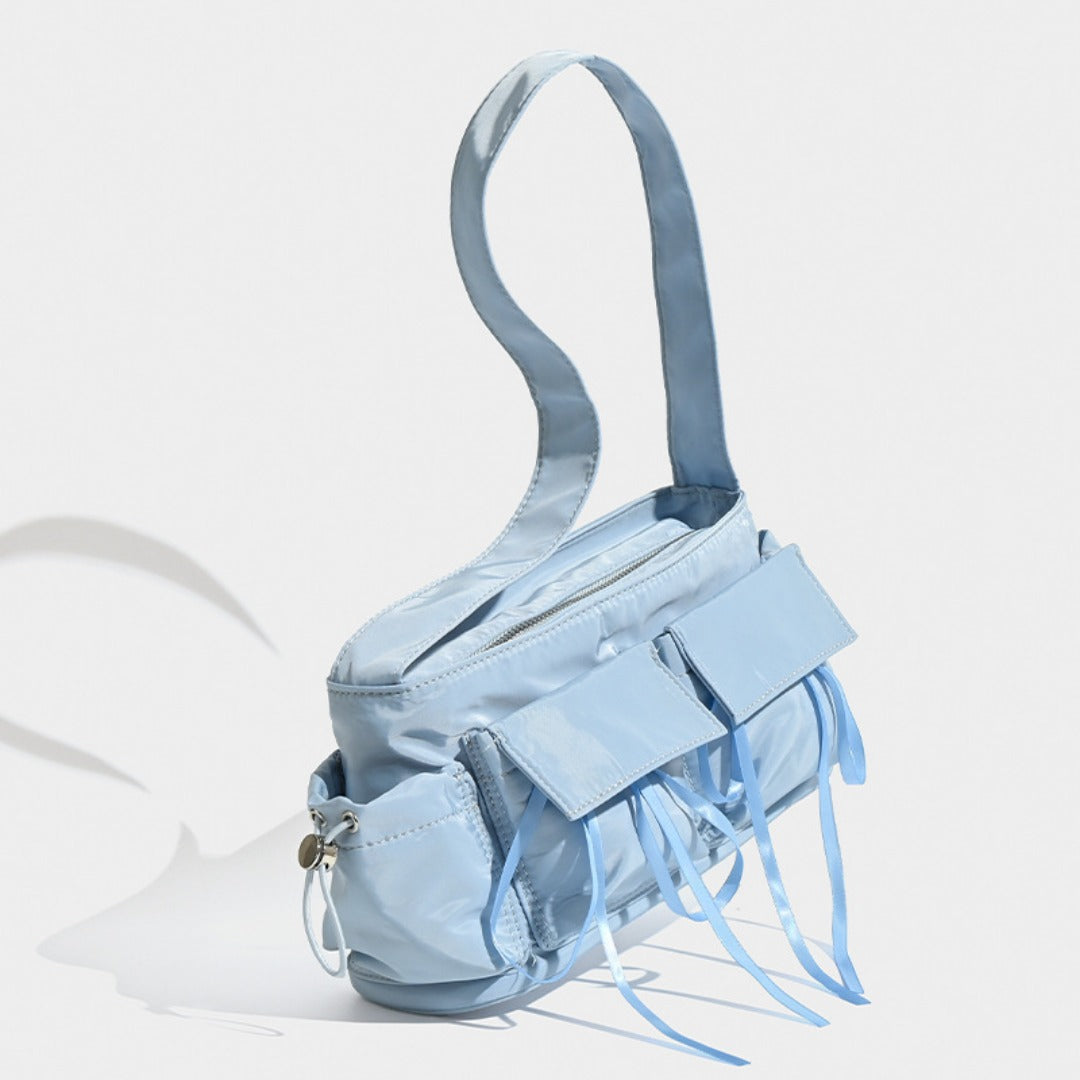 Summer nylon texture portable shoulder bag, casual underarm bag, hobo shoulder bag, top handle shoulder purse