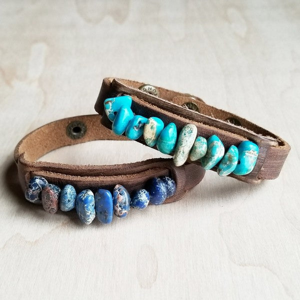 Dusty Narrow Cuff with Turquoise Regalite Stones