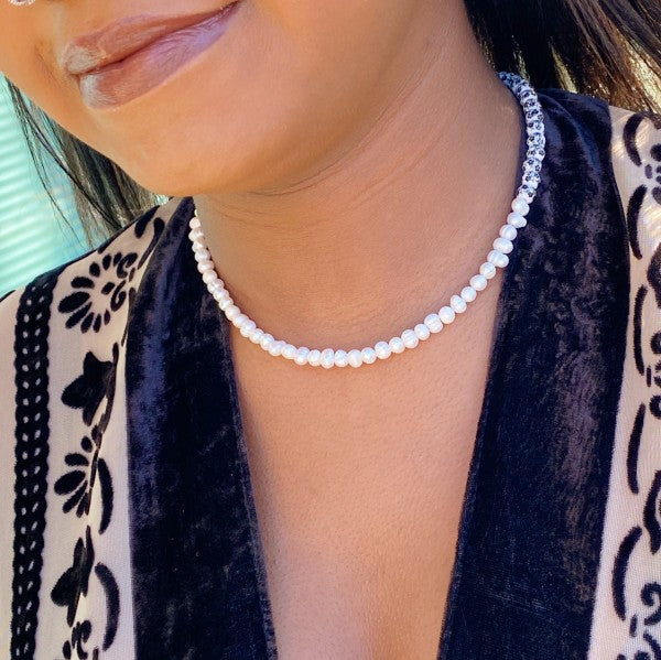 So Fresh Pearl And Porcelain Choker Necklace