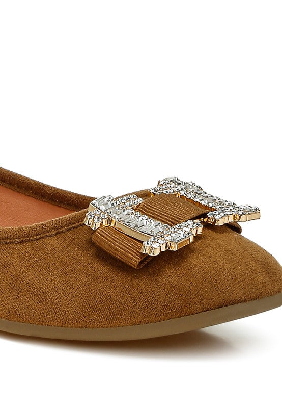 Prajik Rhinestone Buckle Detail Ballerinas