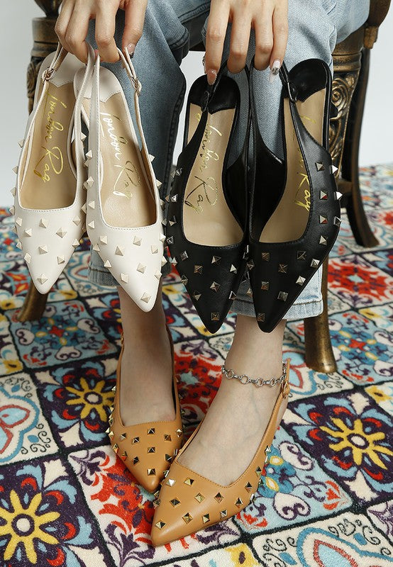 Hegron Stud Embellished Kitten Heels