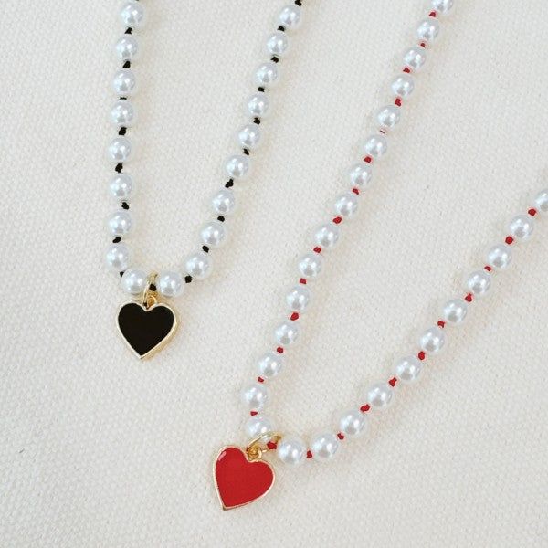 Silky Thread Heart Charm Necklace