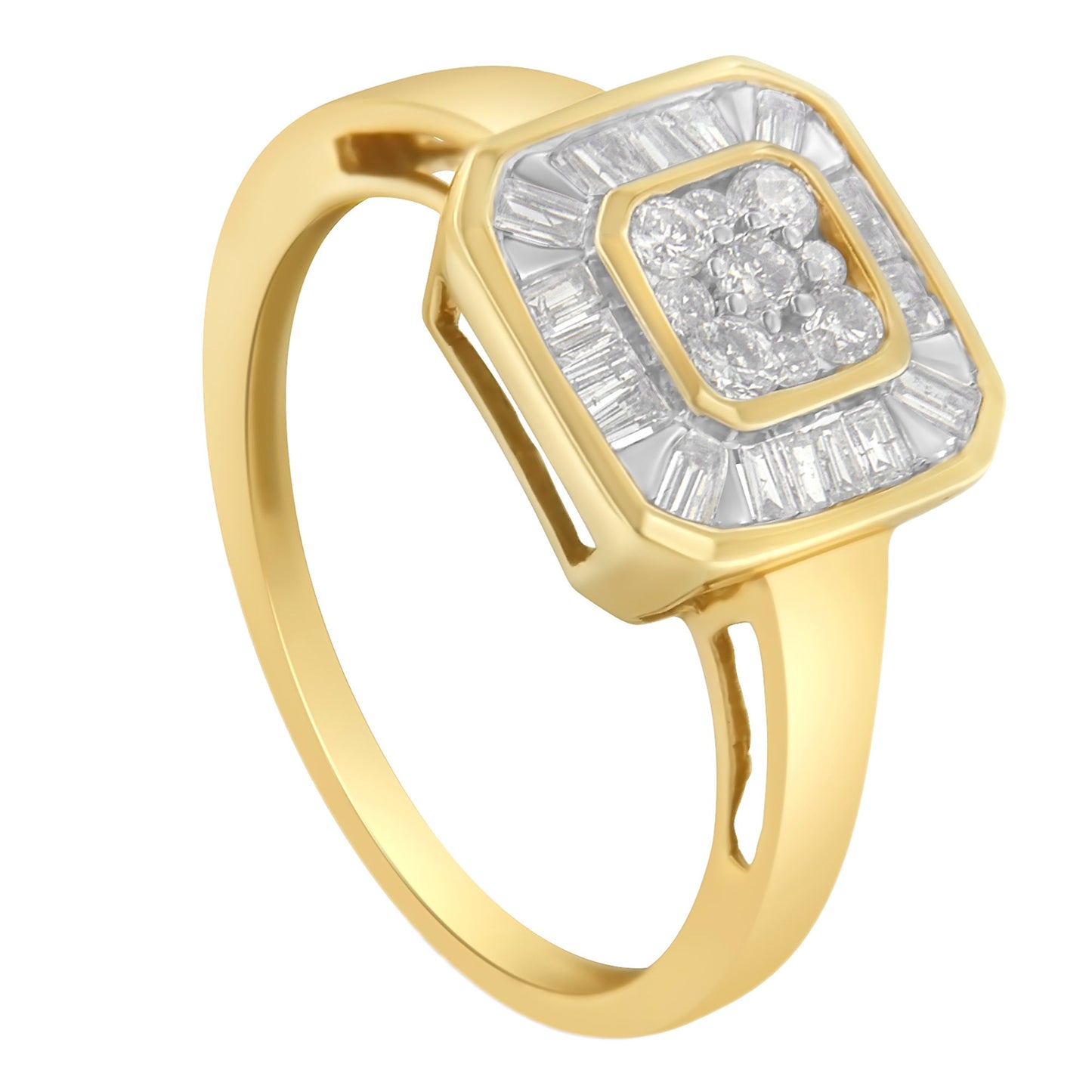 10K Yellow Gold Diamond Cocktail Ring (1/2 Cttw, I-J Color, SI2-I1 Clarity) - Size 6