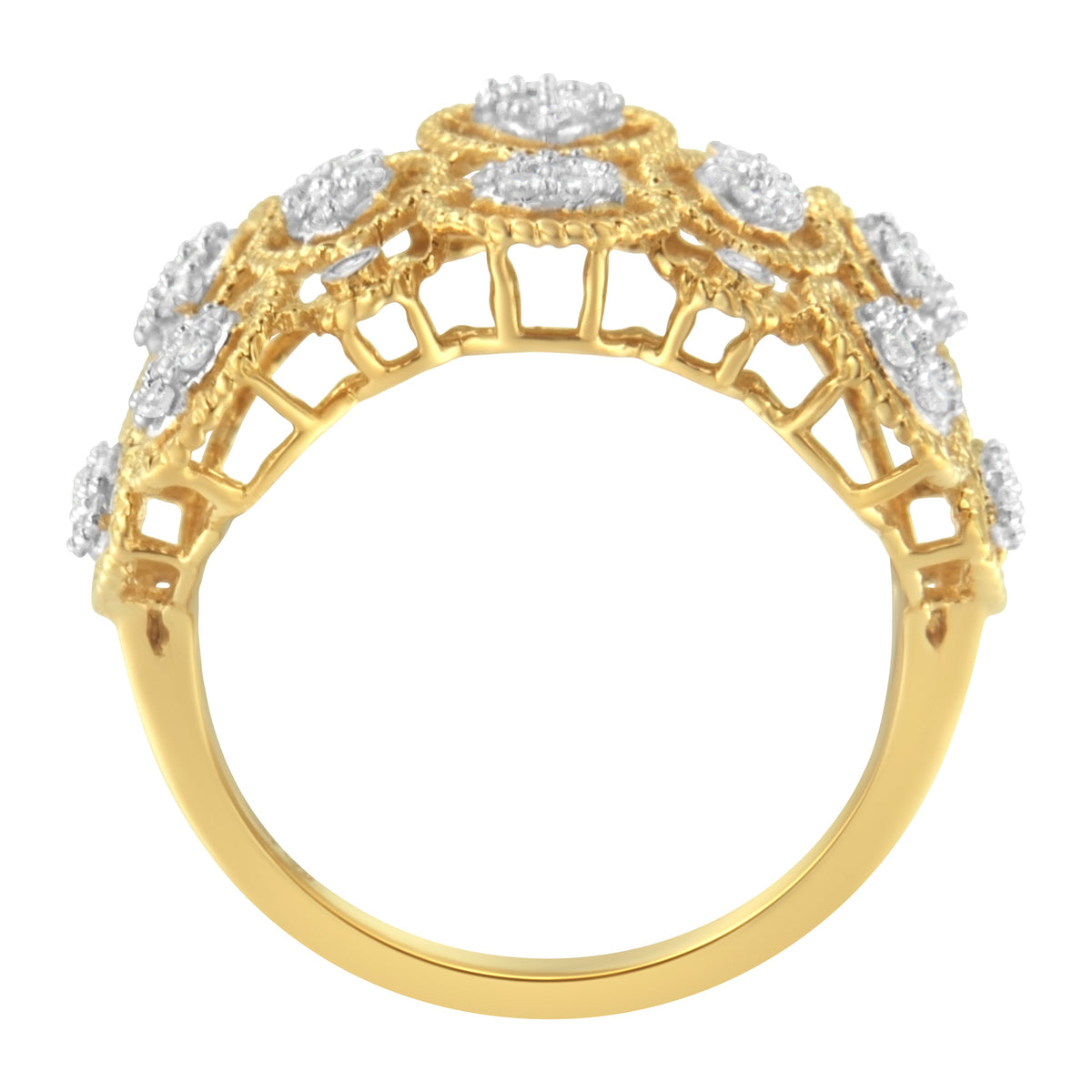 14K Yellow Gold Diamond Art Deco Ring (1/2 Cttw, H-I Color, I1 Clarity) - Size 7