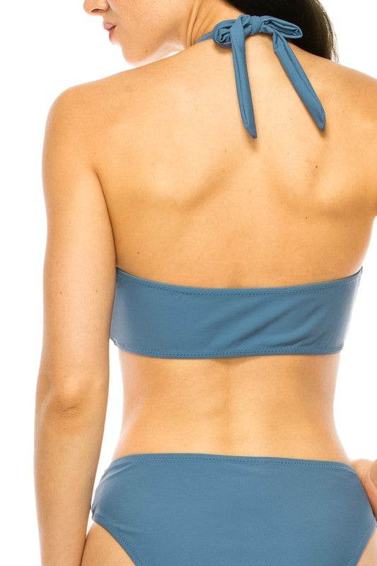 TWO PIECE CRISS CROSS NECKLINE BOW TIED BIKINI