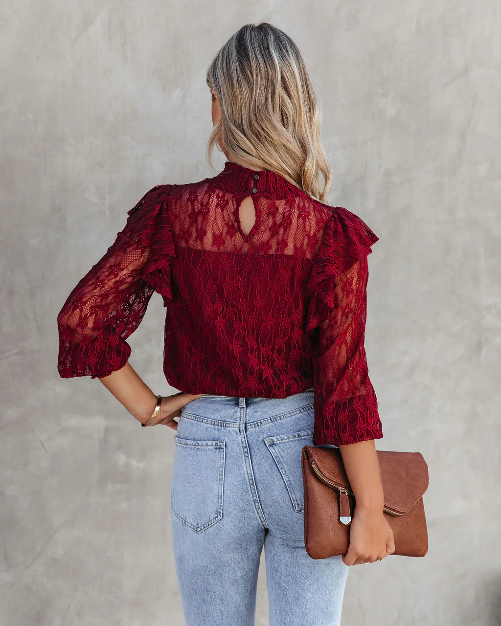 Women Summer Vacation New Gouhua Hollow Lace Lotus Long Sleeve Blouses
