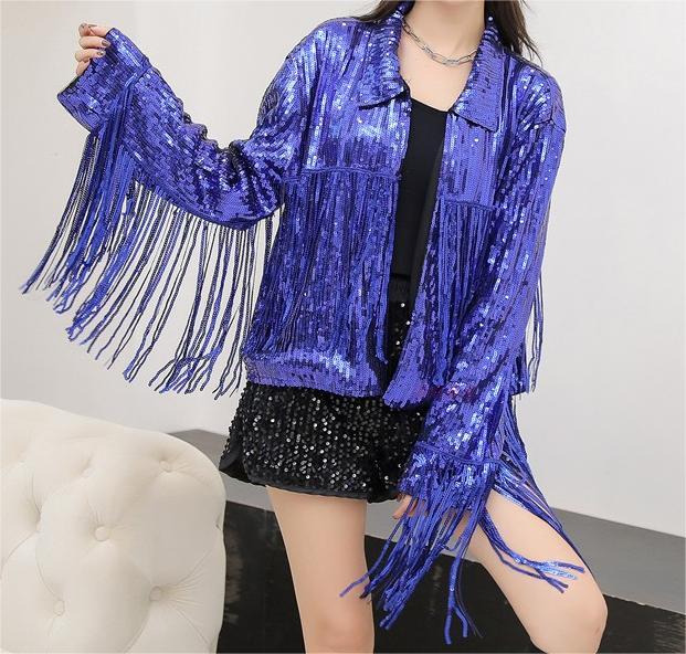 Women Tassel Sequin Jacket Autumn Winter Streewear