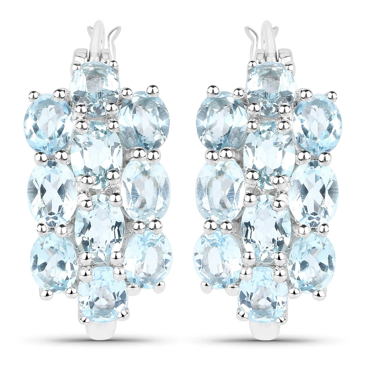 9.88 Carat Genuine Blue Topaz .925 Sterling Silver 3 Piece Jewelry Set (Ring, Earrings, and Pendant w/ Chain)