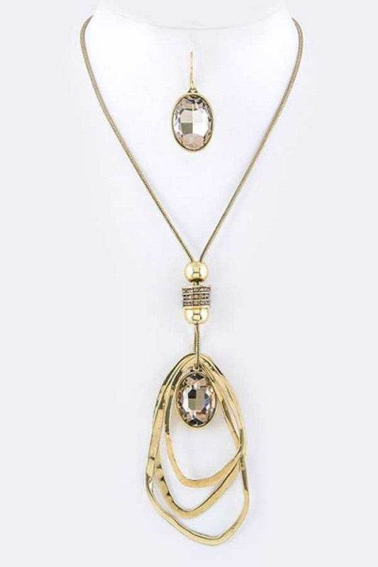 Crystal Drop & Hoops Necklace Set