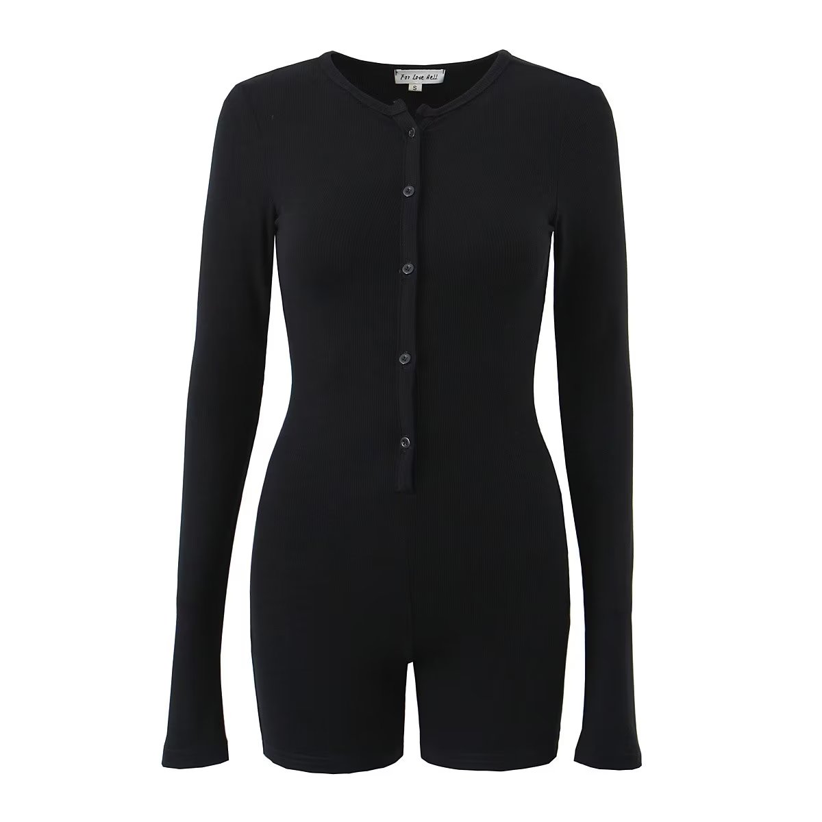 Autumn Winter V neck Button Slim Fit Outer Wear Underwear Two Color Knitted Jumpsuit