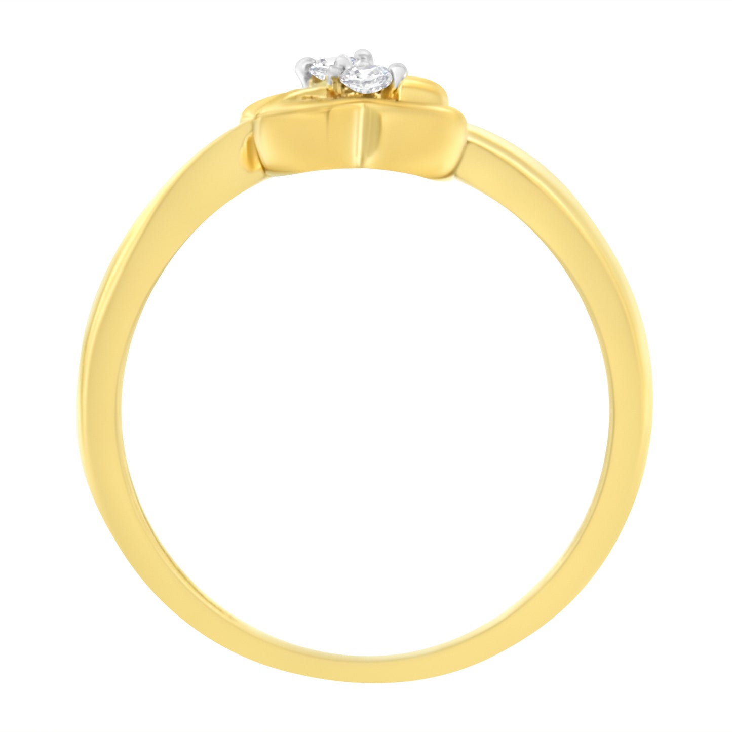 14KT Yellow Gold 1/20 ctw. Dual Heart Diamond Ring (K-L, I1-I2) - Size 7