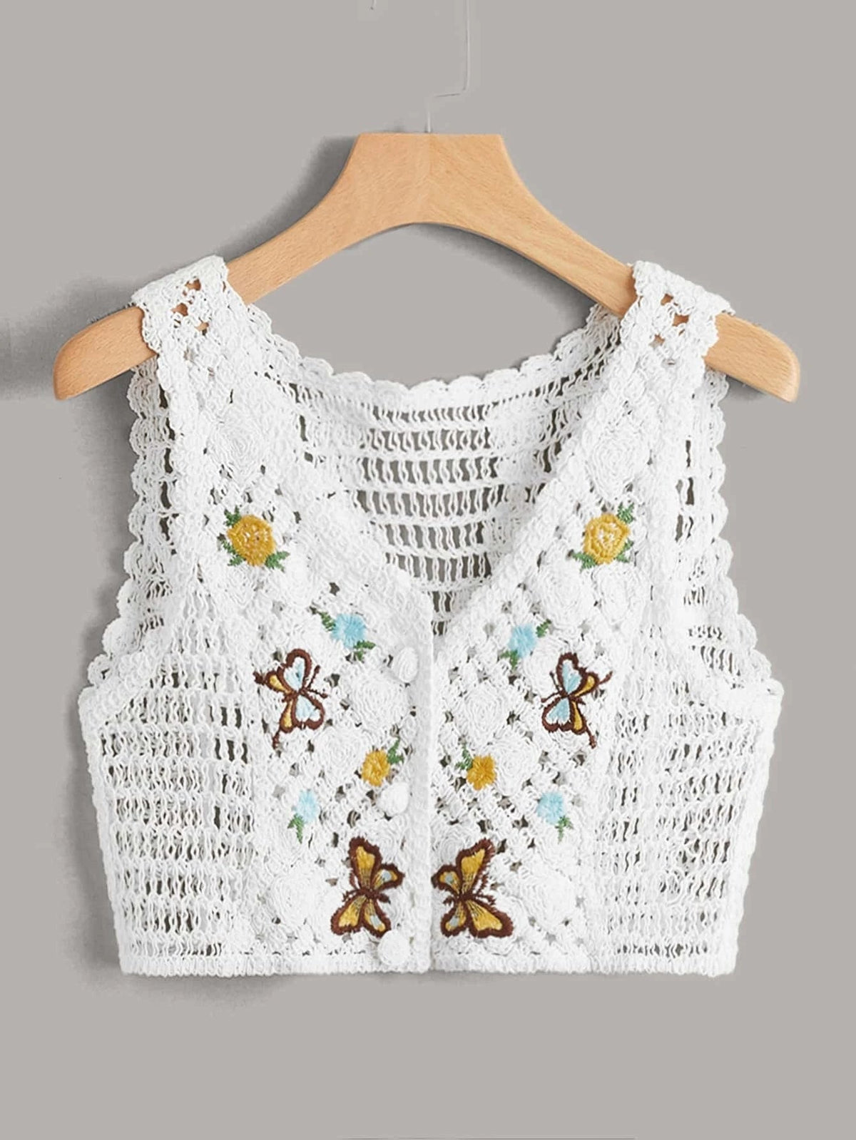 Women Summer Crochet Solid Sleeveless Graphic Vest Crochet hook