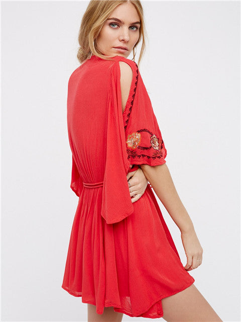 Women Spring and Summer Elegant Seaside Holiday Sexy Embroidered Dress