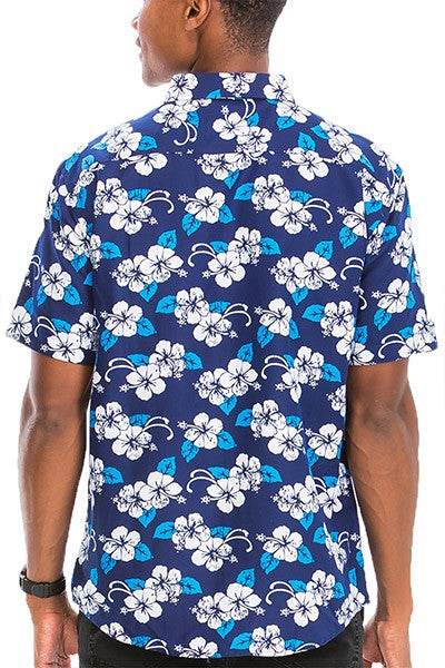 WS7007N Weiv Mens Print Hawaiian Button Down Shirt