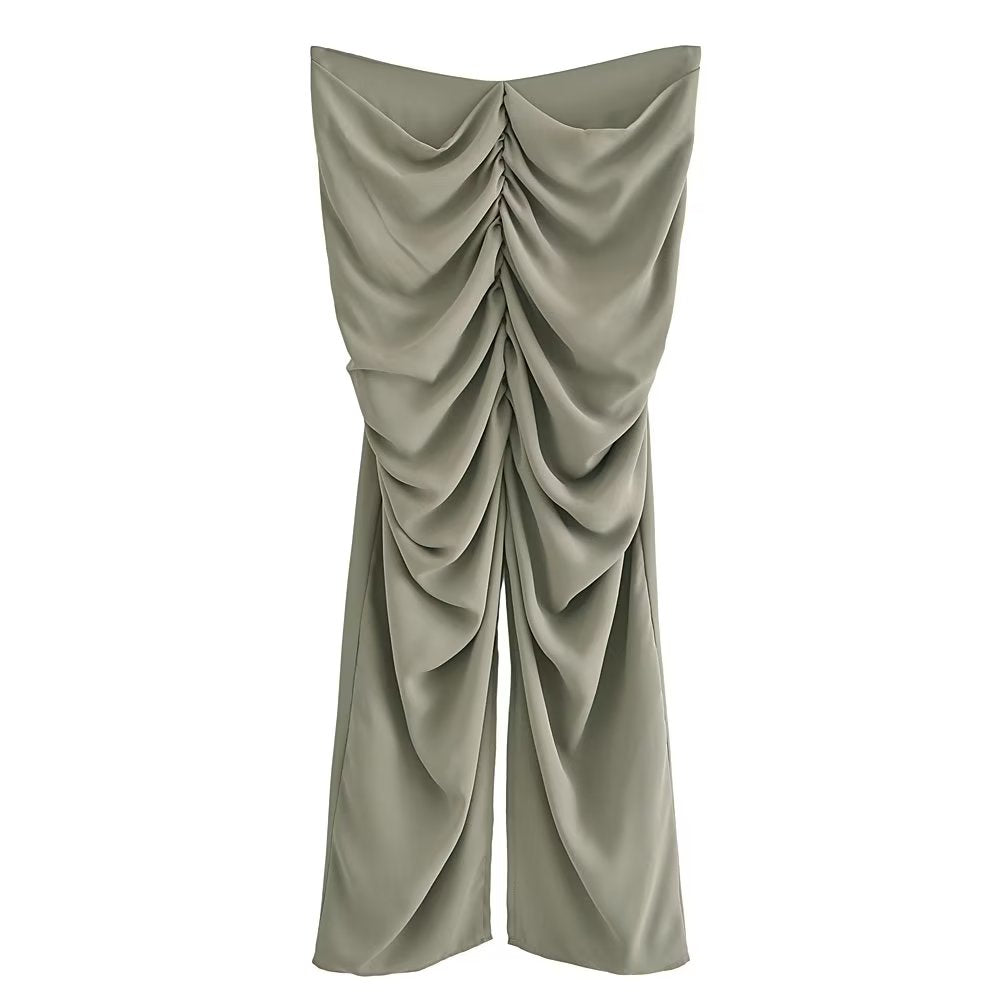 Early Winter Women Clothing High Waist Ruched Skirt