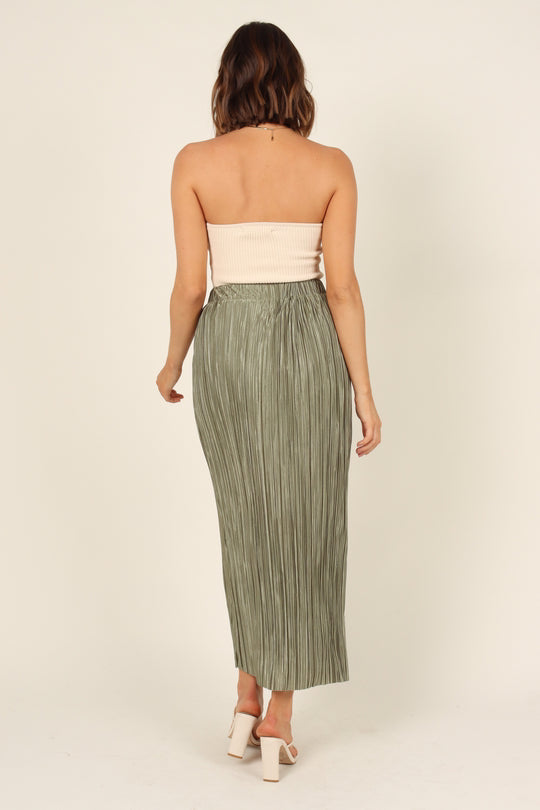 Spring Summer Elastic Waist Box Pleat Split Sexy Tight Casual Mid Waist Classic Mid Length Skirt