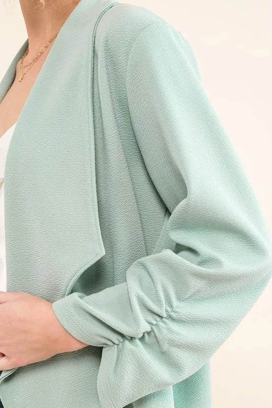 And The Why Stretch Non-Wrinkled Basic Open-Front Blazer