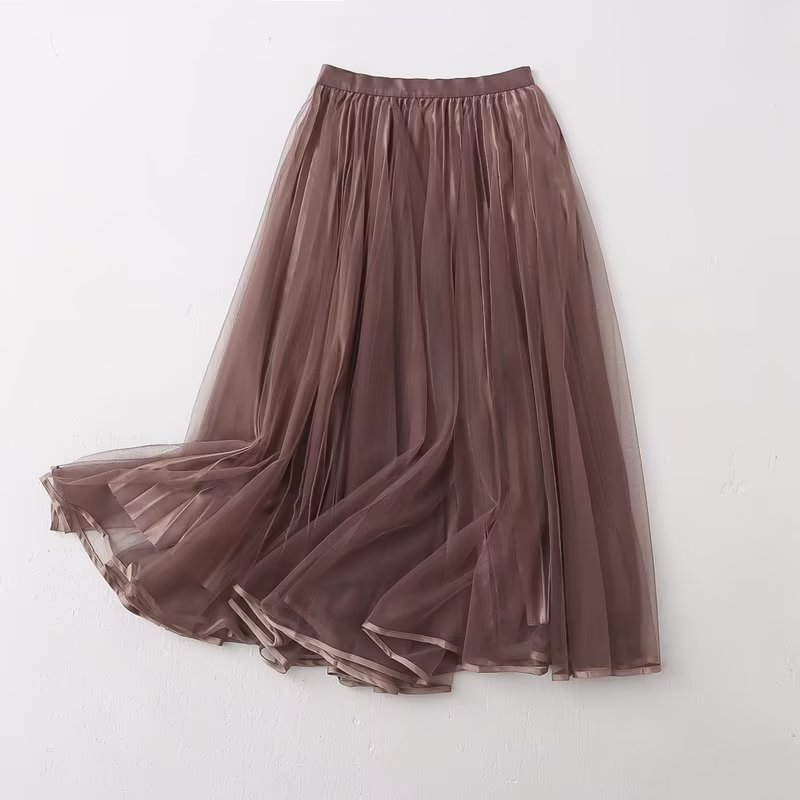 Wear On Both Sides Skirt Women Clothing Summer Casual Elegant Elastic Waist Pleated