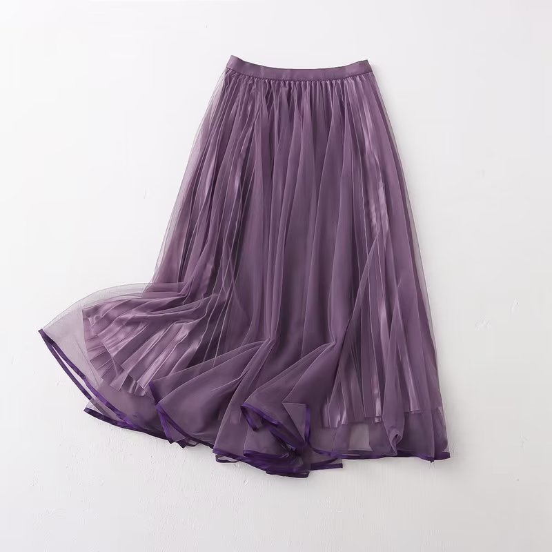 Wear On Both Sides Skirt Women Clothing Summer Casual Elegant Elastic Waist Pleated