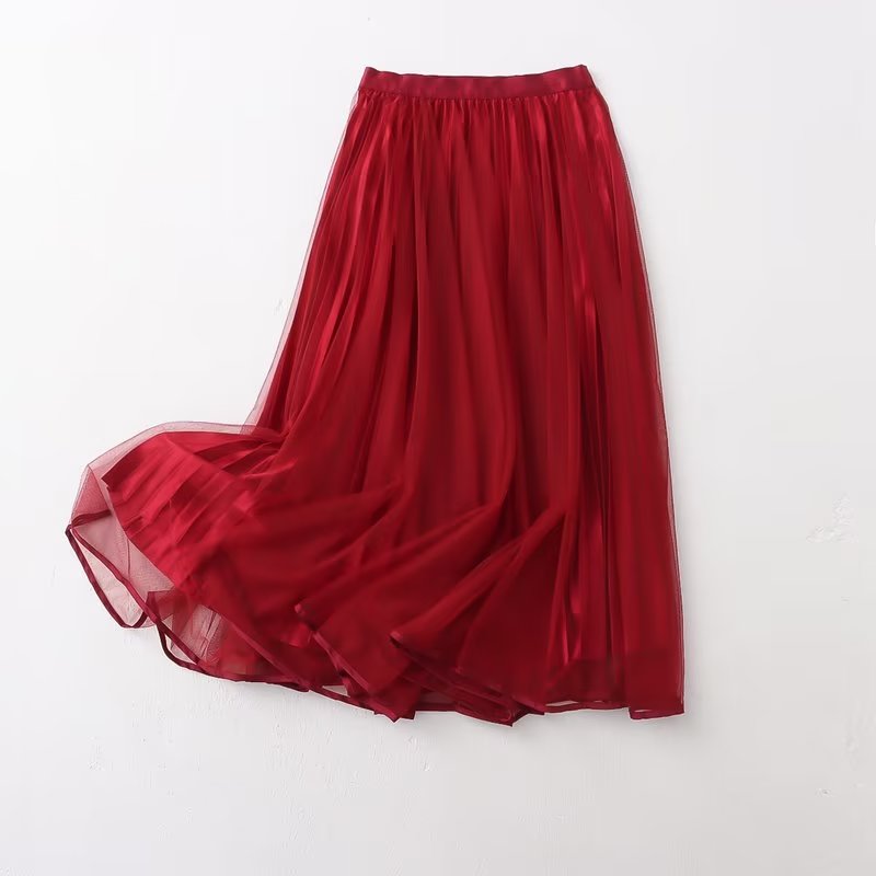Wear On Both Sides Skirt Women Clothing Summer Casual Elegant Elastic Waist Pleated