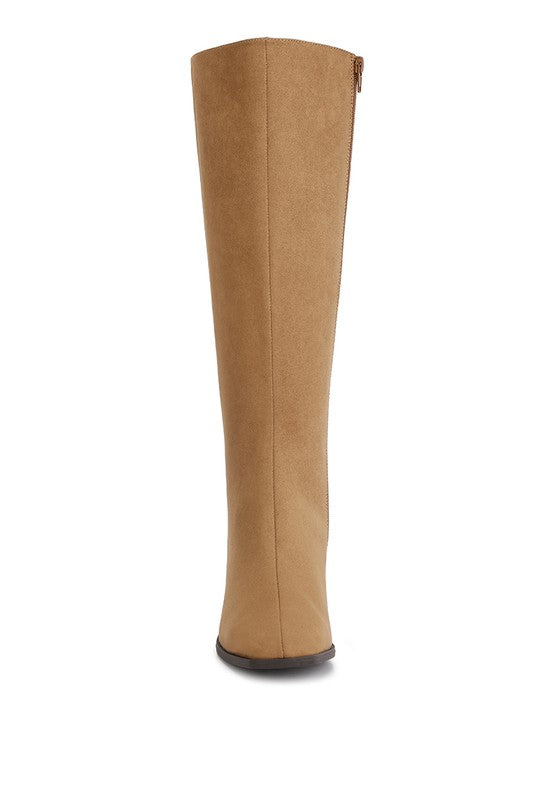 Paytin Faux Leather Block Heel Calf Length Boots