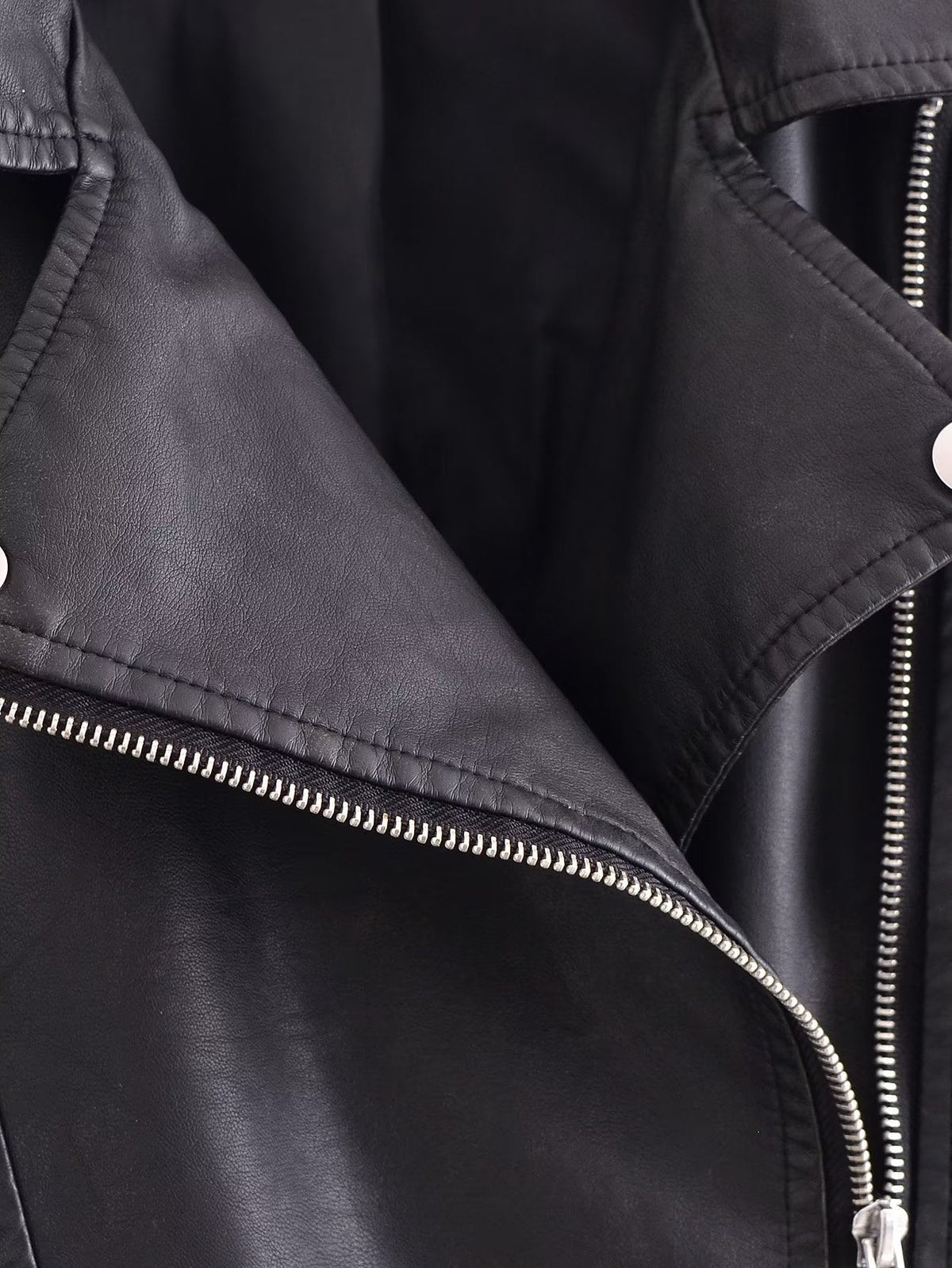 Spring Women Clothing Zipper Ornament Motorcycle Leather Coat Black Leather Jacket Coat