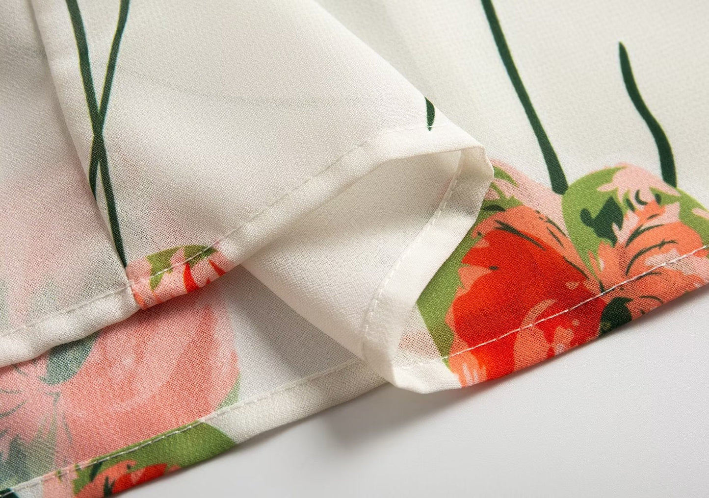 Summer French Elegant Pastoral Printed High Slit Strap Dress Women Tube Top Mid Length Dress