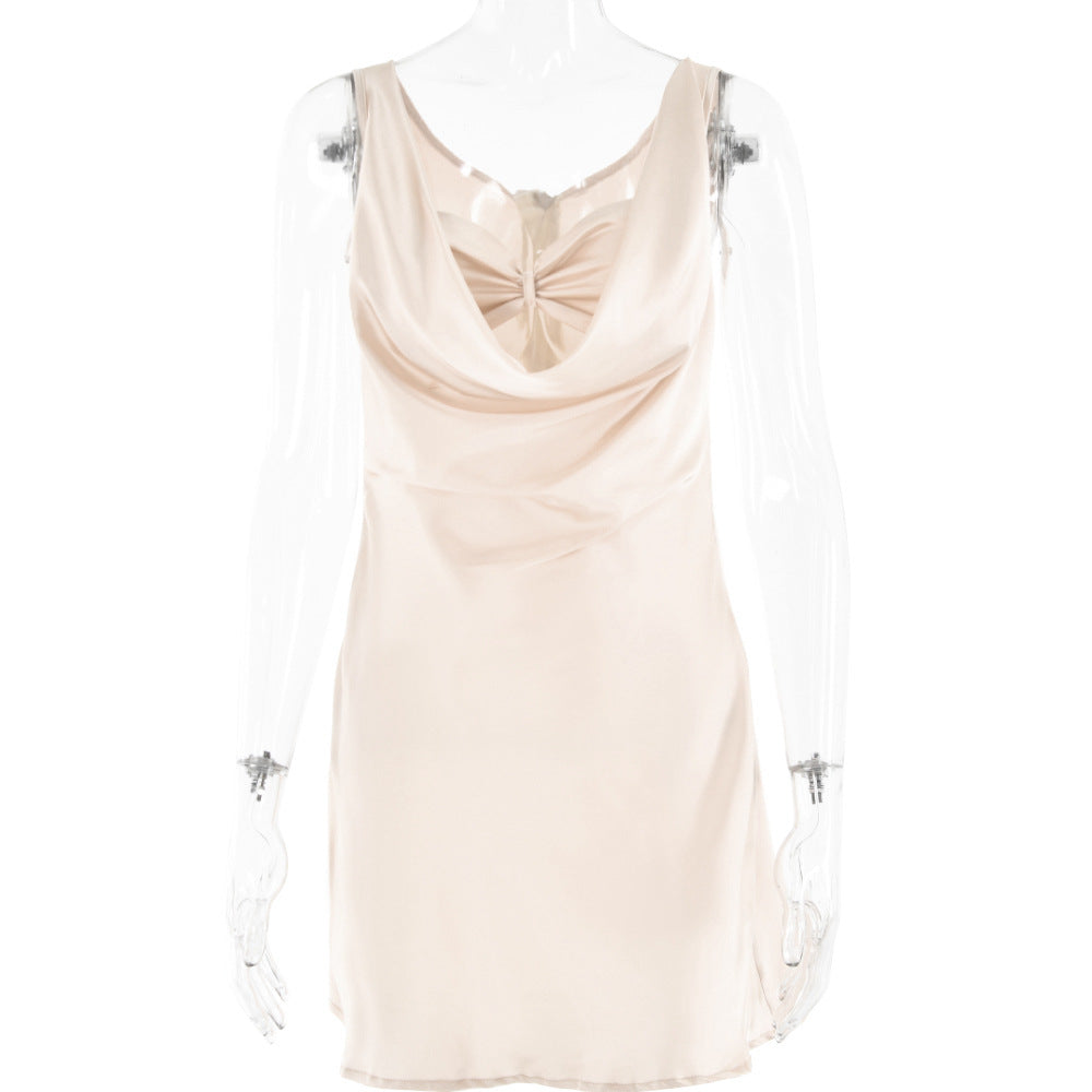 Swing Collar Slip Dress Two Piece Women Sexy Backless Sexy Temptation Sheath Dress