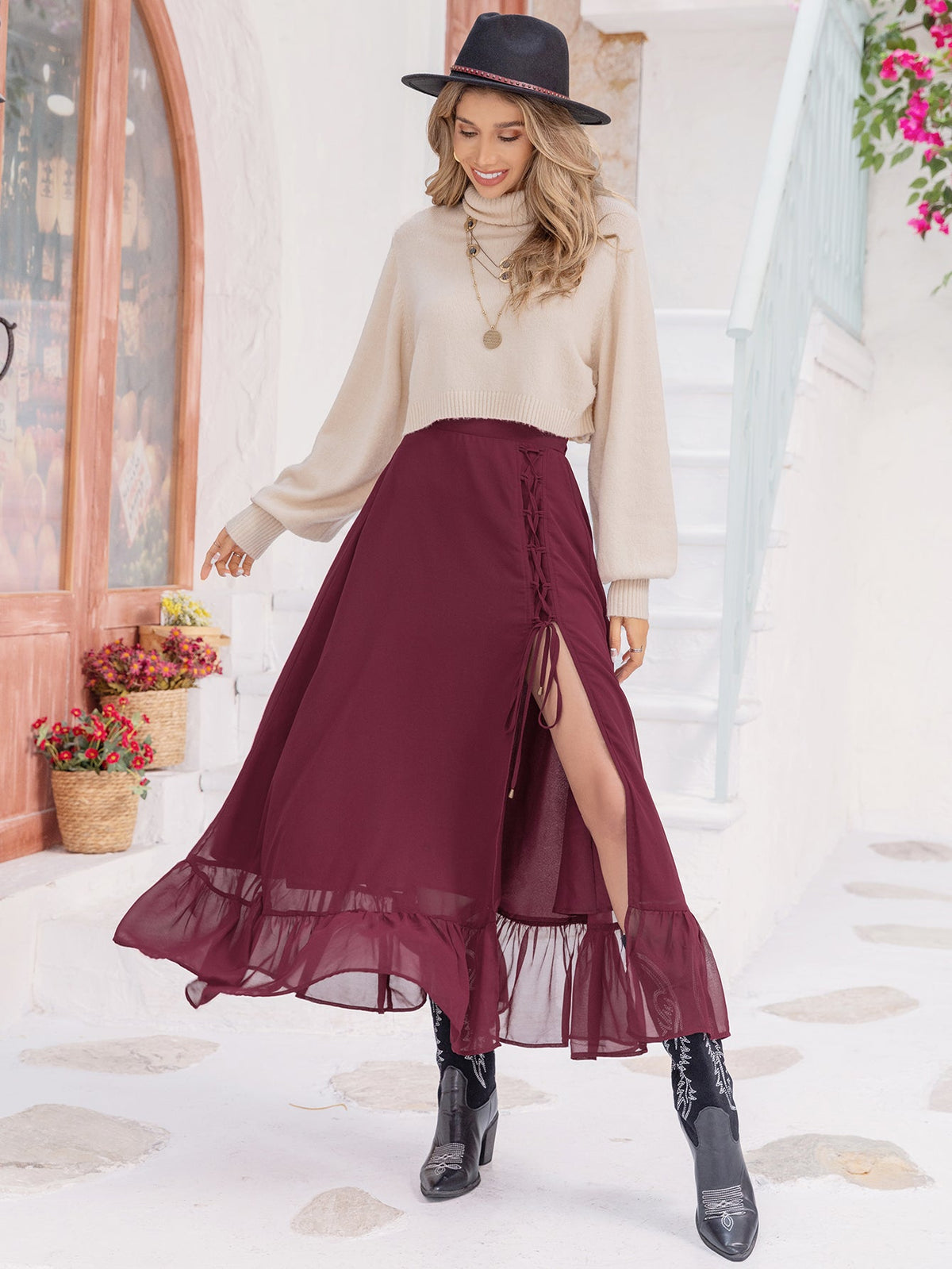 Mixed Batch Tie Slit Sheath Skirt Slim Sexy