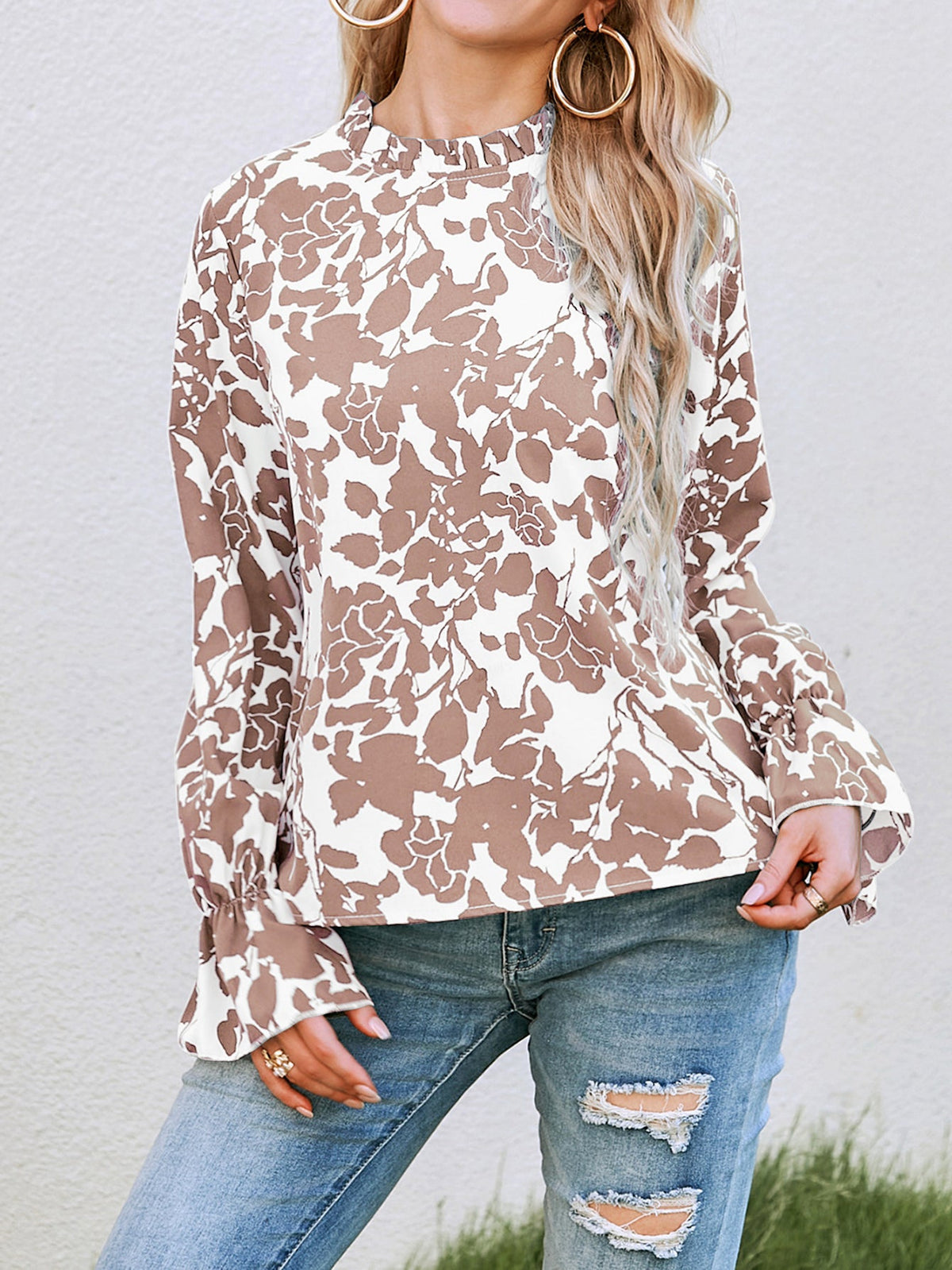 Women New Spring and Autumn Elegant Casual Shirt Printed Long Sleeve Shirt