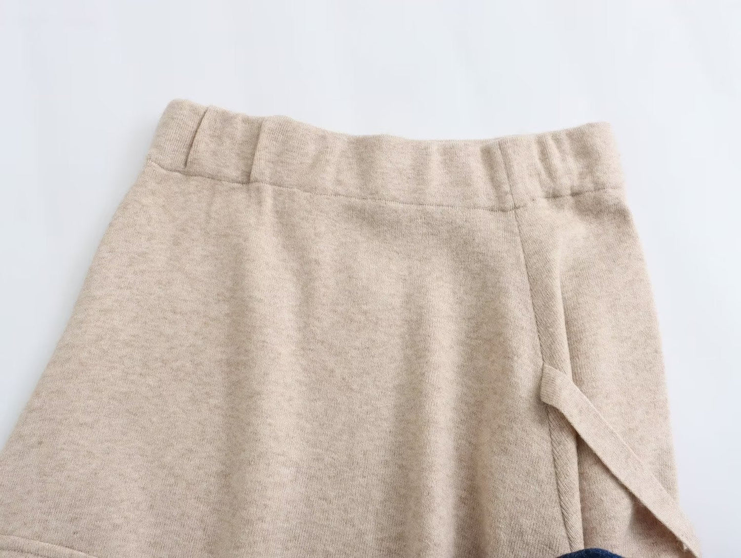 Women Clothing French All-Match Irregular Asymmetric Large Pocket Knitted Umbrella Skirt Skirt