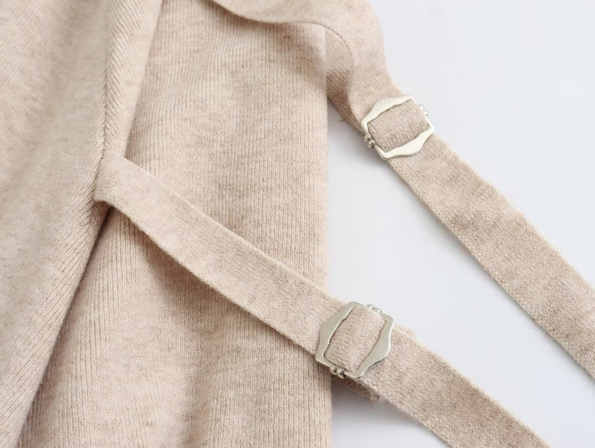 Women Clothing French All-Match Irregular Asymmetric Large Pocket Knitted Umbrella Skirt Skirt