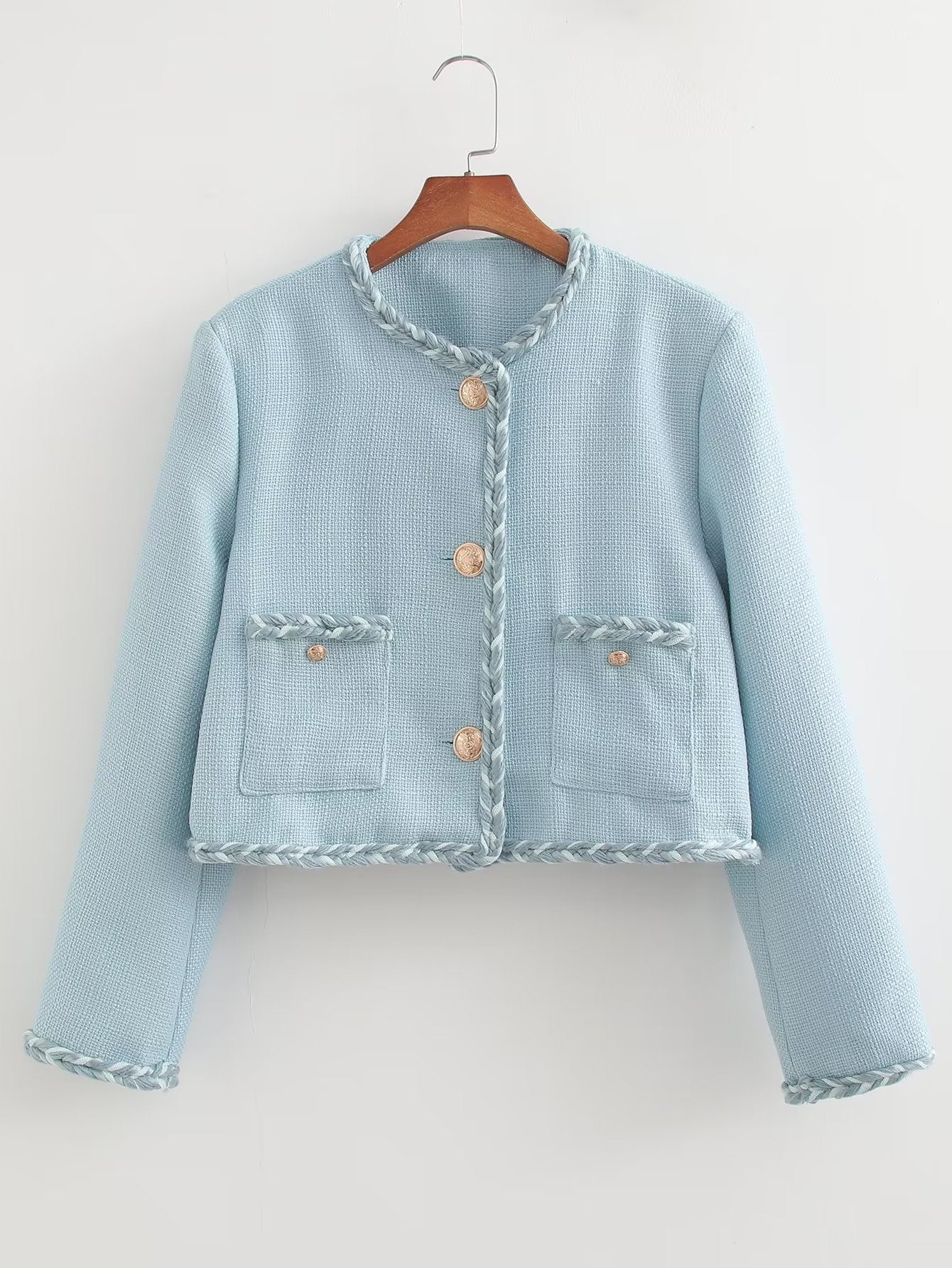 Tweed Coat for Women Spring Elegant Three Dimensional Ribbon Chanel Jacket Top