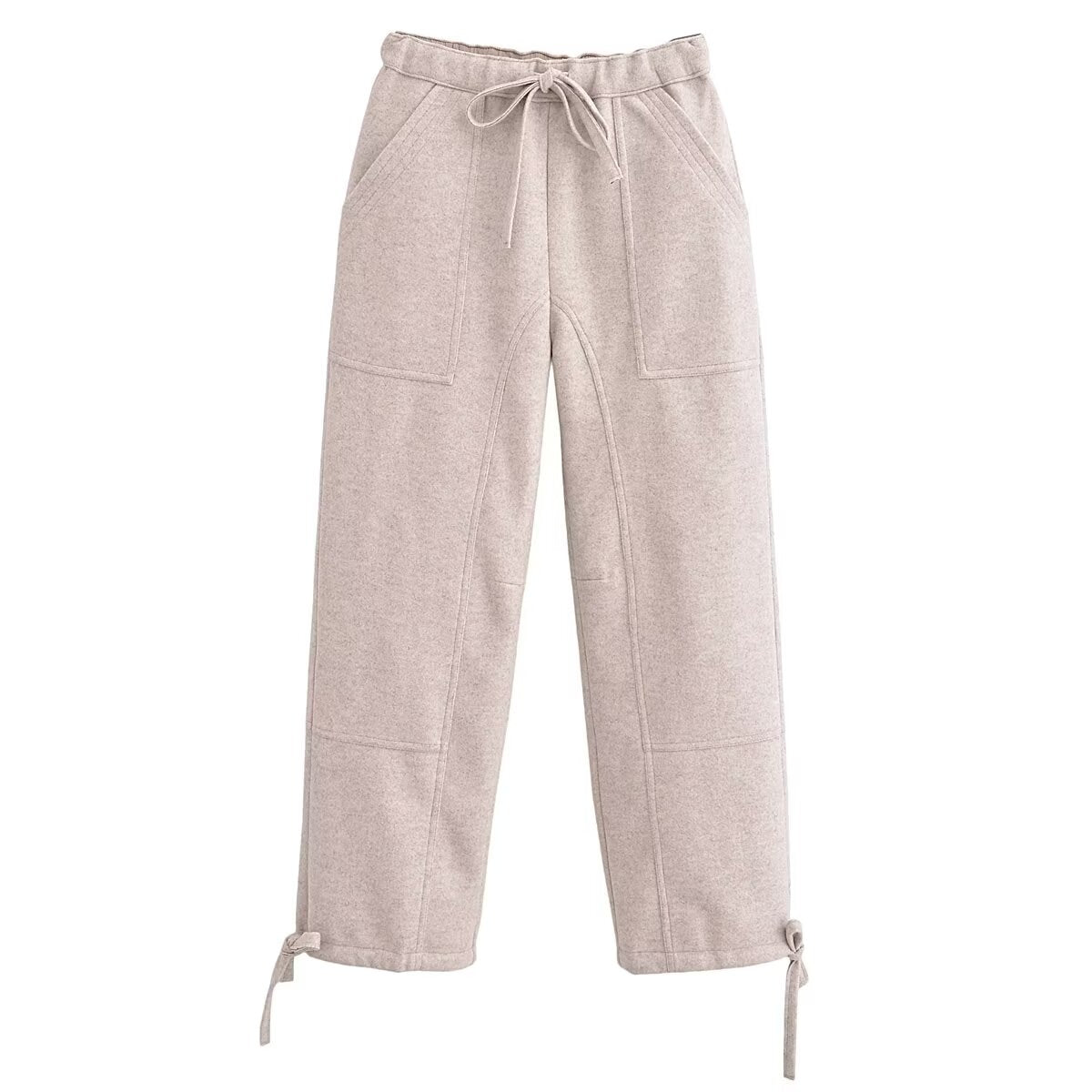 Autumn Winter Fabric Umbrella Pants Elastic Waistband Lace up Casual Pants