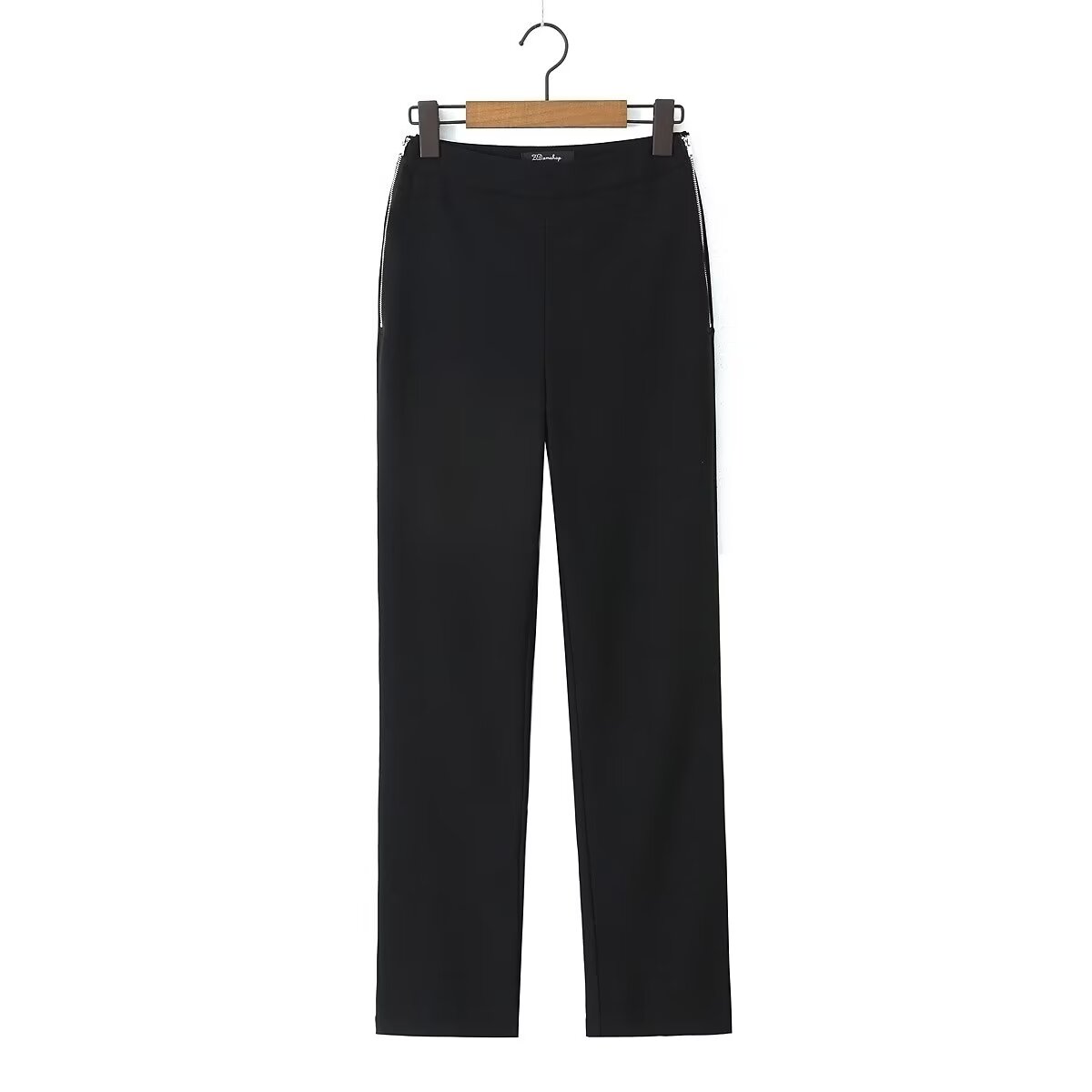 Fall Women Clothing All Matching Sexy Cool Side Zipper Wide Leg Straight Long Casual Pants
