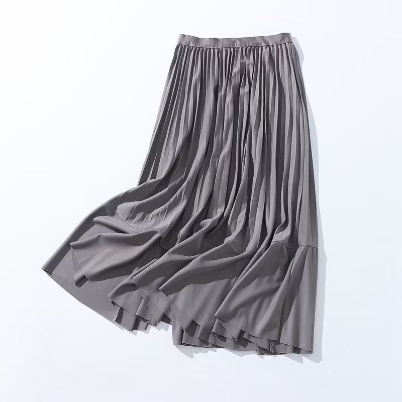 Autumn Casual Simple Skirt Fashionable Stylish Women Skirt High Waist Stitching A line Skirt