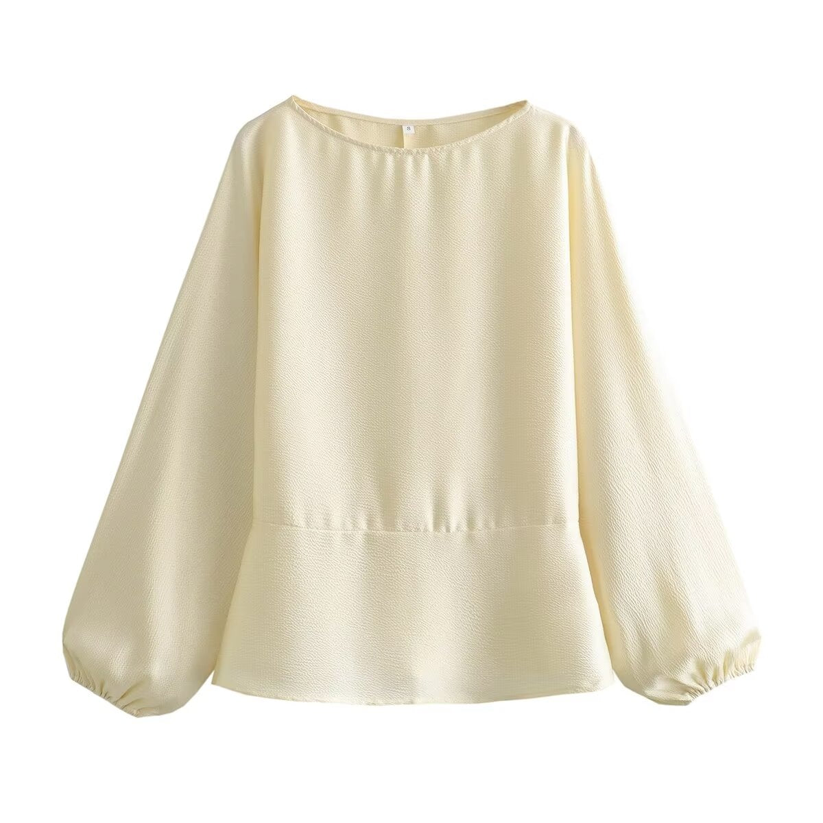 Winter Women Clothing Fashionable All Matching Loose Puff Sleeves Long Sleeve Solid Color Top