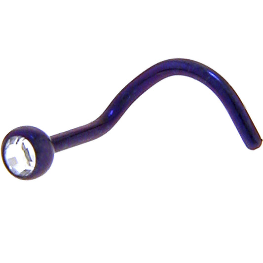Grade 23 Titanium Dark Purple Crystalline Gem Nose Ring