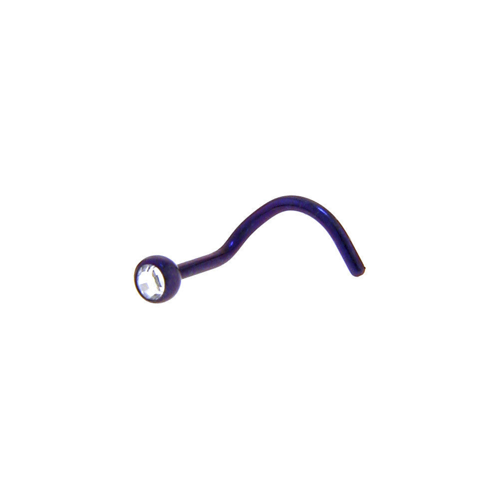 Grade 23 Titanium Dark Purple Crystalline Gem Nose Ring