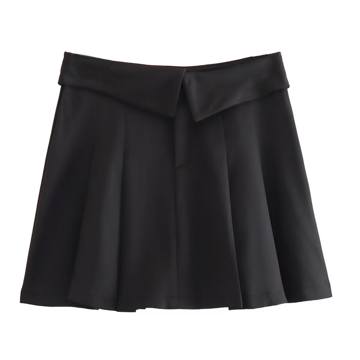Women Clothing French Turn Waist Wide Pleated Short Skirt